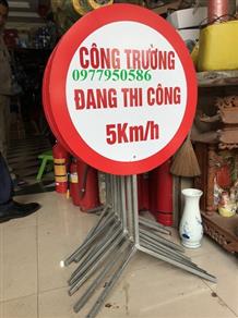 Biển báo công trường đang thi công - 5km/h