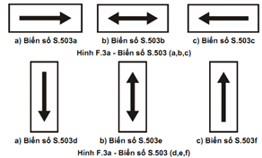 Biển số S.503 (a,b,c,d,e,f): "Hướng tác dụng của biển"
