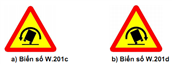 Biển số W.201 (c,d): "Chỗ ngoặt nguy hiểm có nguy cơ lật xe"
