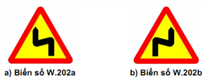 Biển số W.202 (a,b): "Nhiều chỗ ngoặt nguy hiểm liên tiếp"